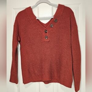 Maurices Rust Knit Button-Neck Sweater – Size M